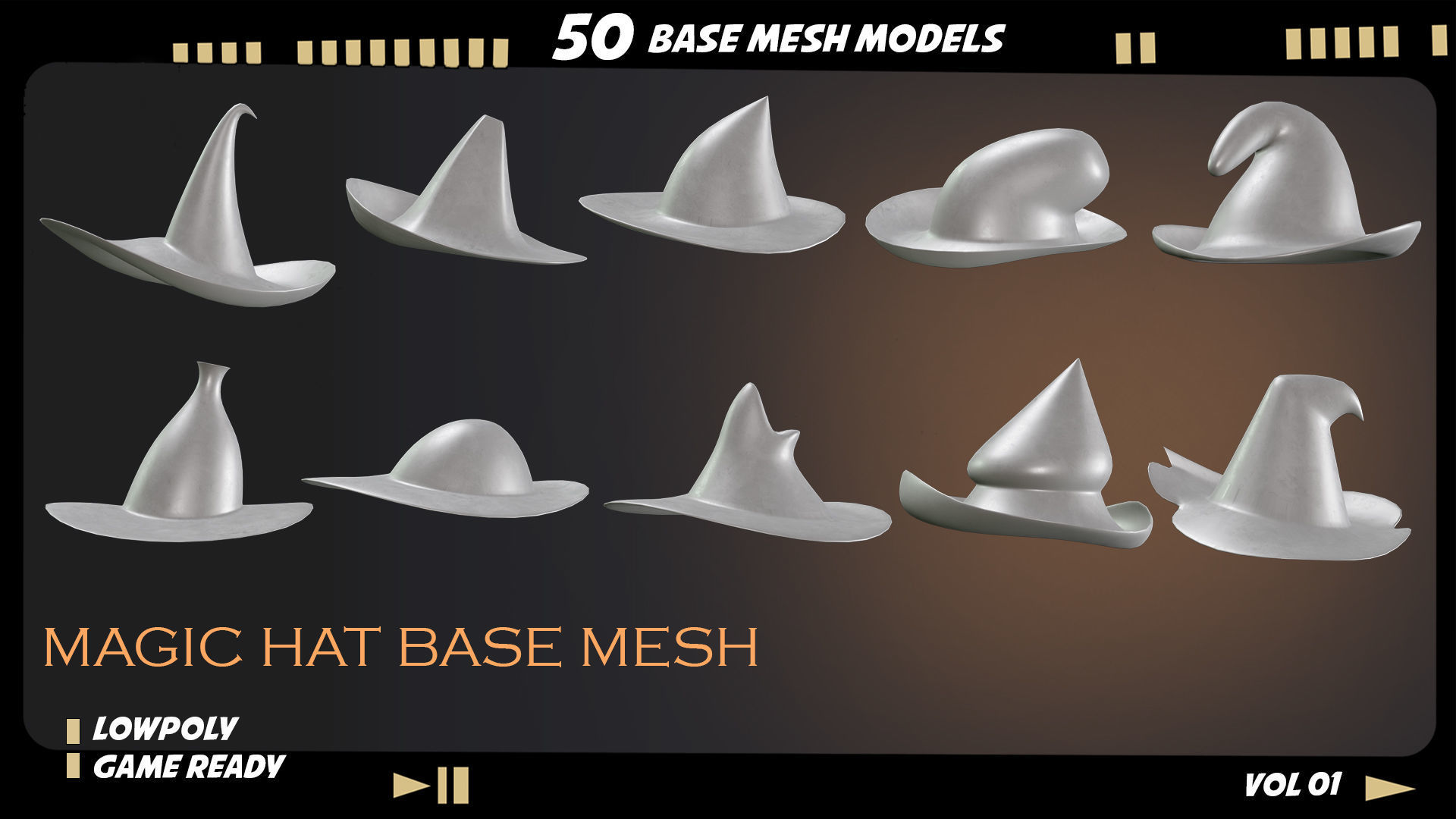 witch hat Low-poly 3D model_6