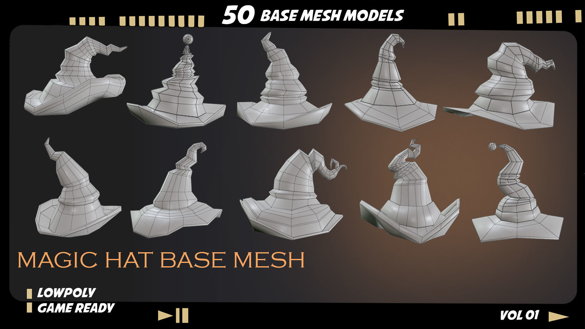witch hat Low-poly 3D model_15