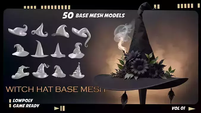 witch hat Low-poly 3D model