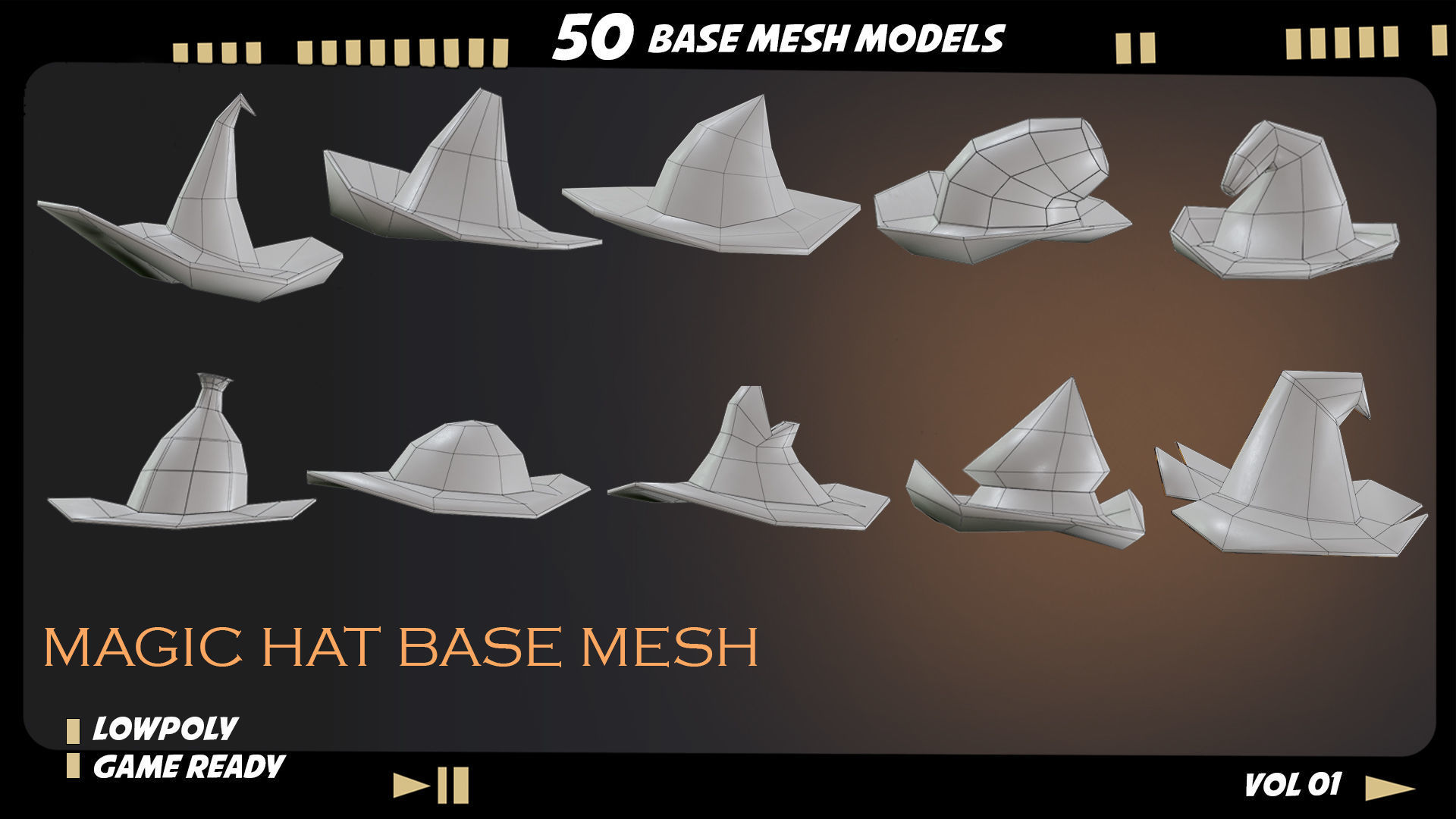 witch hat Low-poly 3D model_17