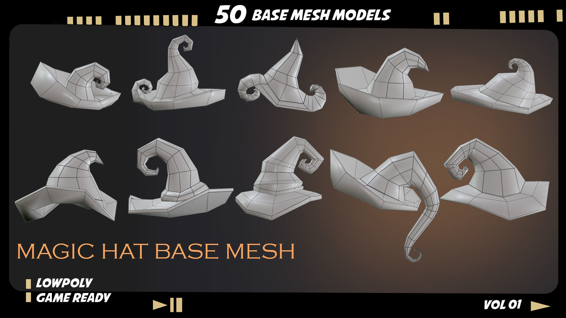 witch hat Low-poly 3D model_16