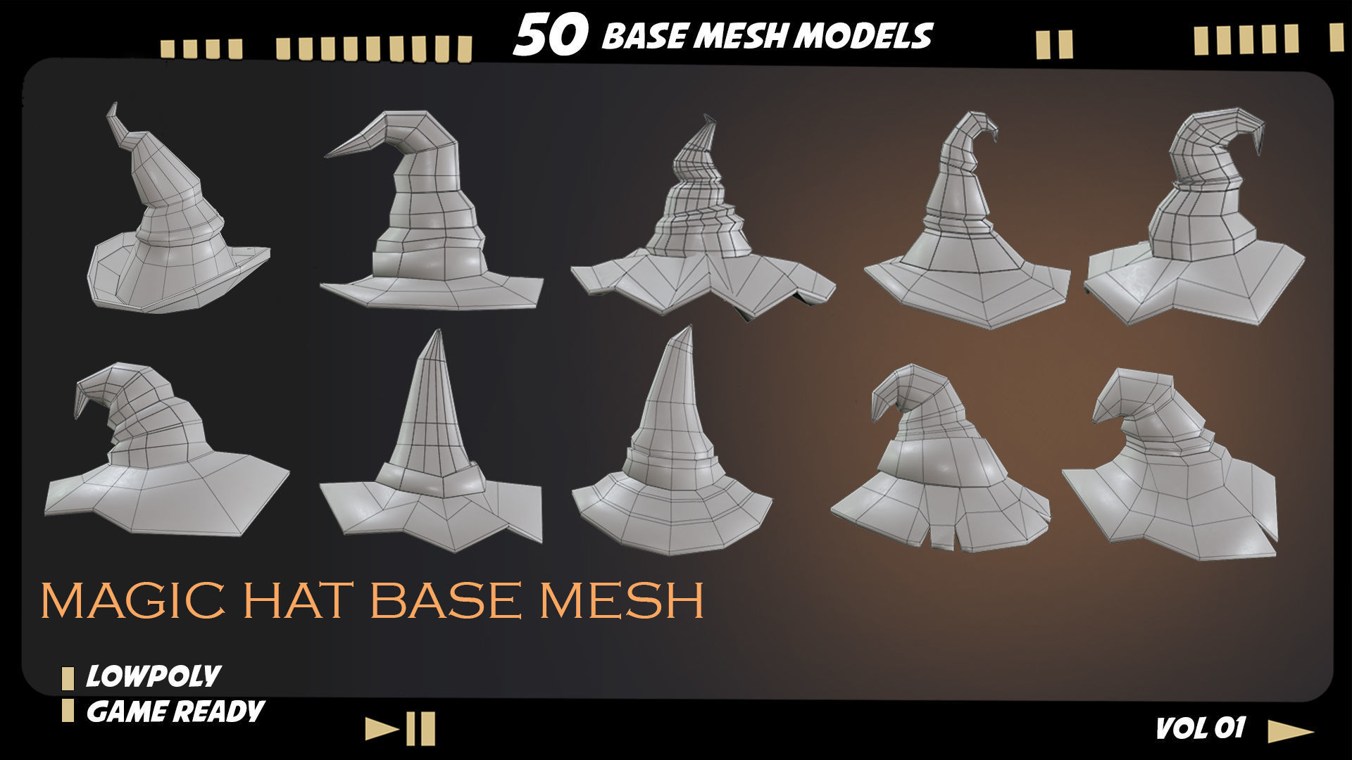 witch hat Low-poly 3D model_13