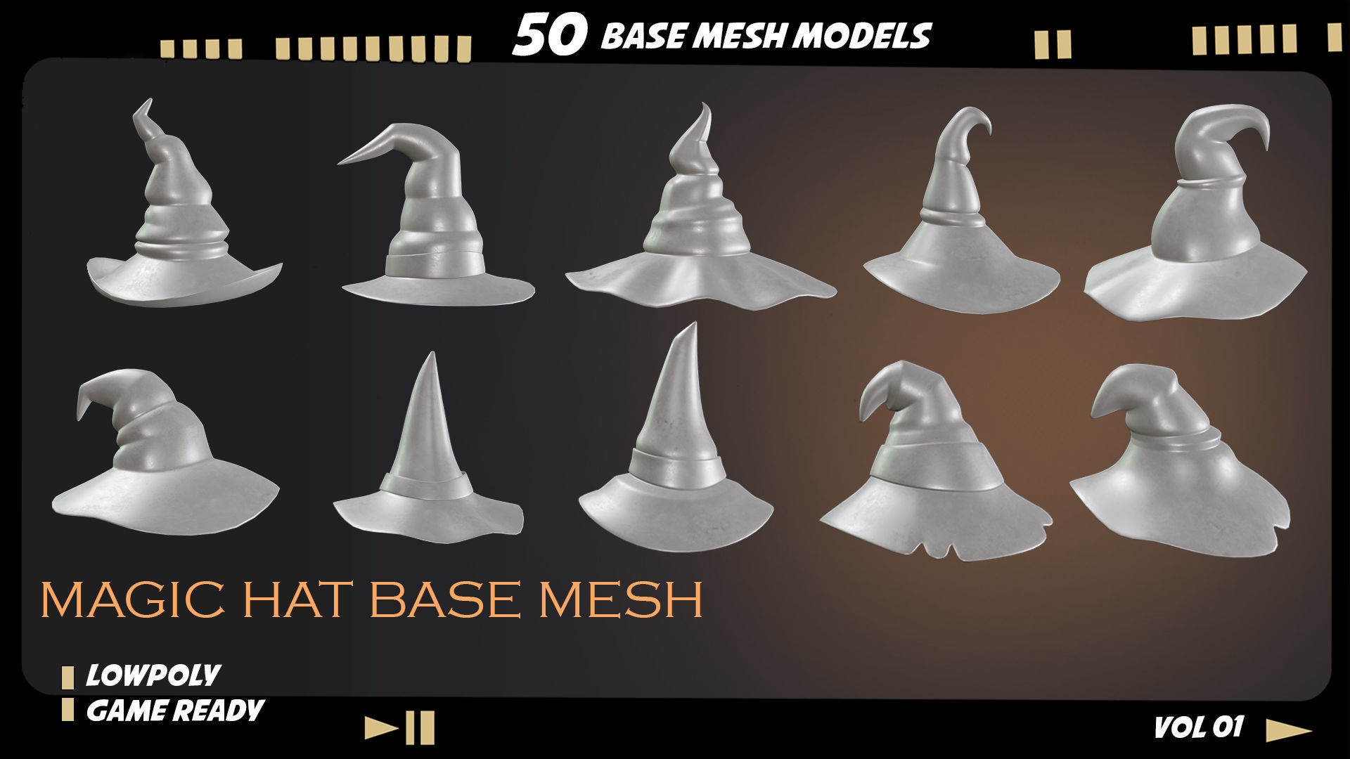 witch hat Low-poly 3D model_1