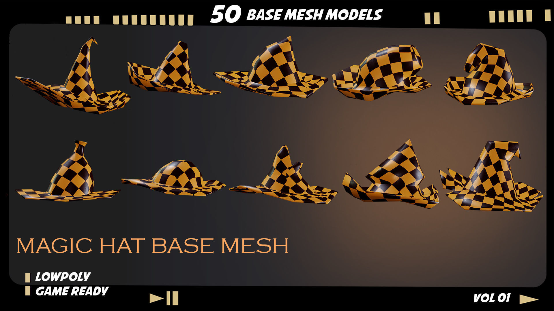 witch hat Low-poly 3D model_7