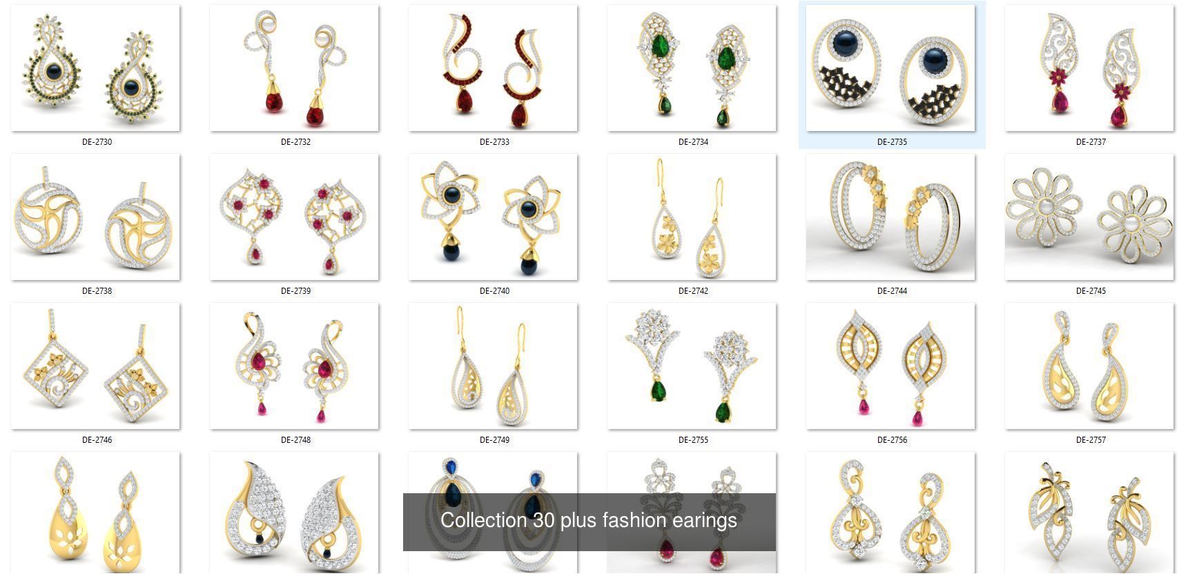 pendant and earing 100 plus 3dm 3D Model Collection_3