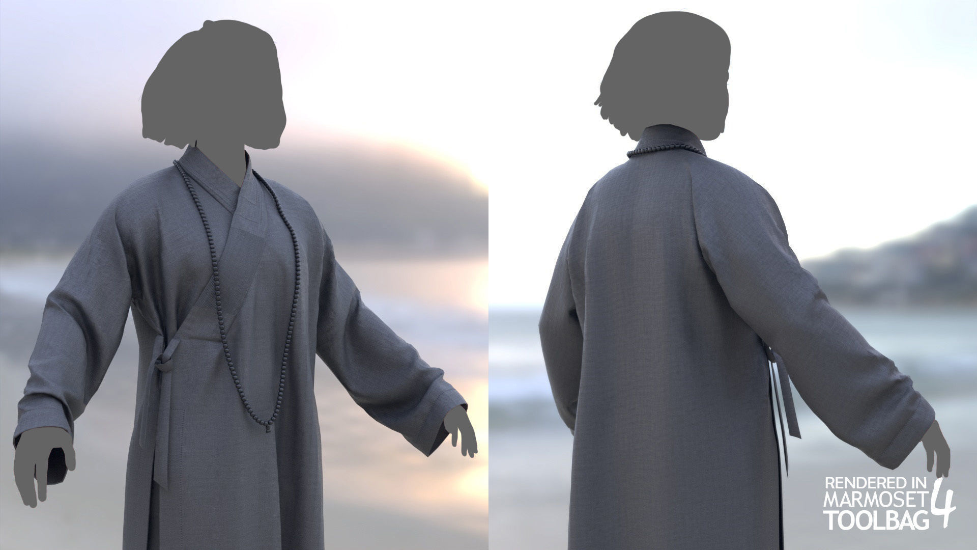 Female Martial Outfit 4 Low-poly 3D model_4