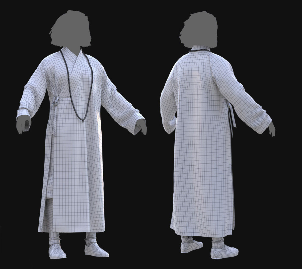 Female Martial Outfit 4 Low-poly 3D model_9