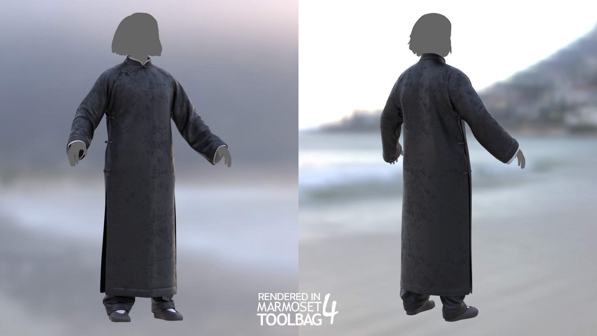 Female Martial Outfit 5 Low-poly 3D model_2