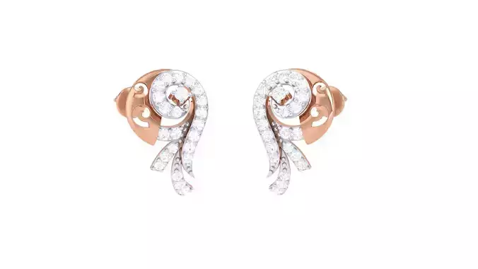 Flower High Jewelry Diamond Earrings 3dm stl renders details