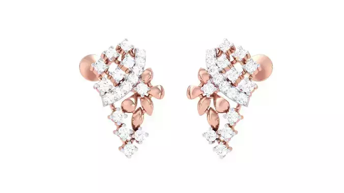 Flower High Jewelry Diamond Earrings 3dm stl renders details