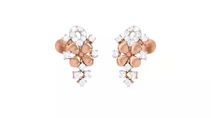 Flower High Jewelry Diamond Earrings 3dm stl renders details