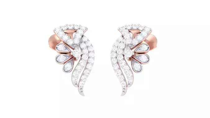 Flower High Jewelry Diamond Earrings 3dm stl renders details 