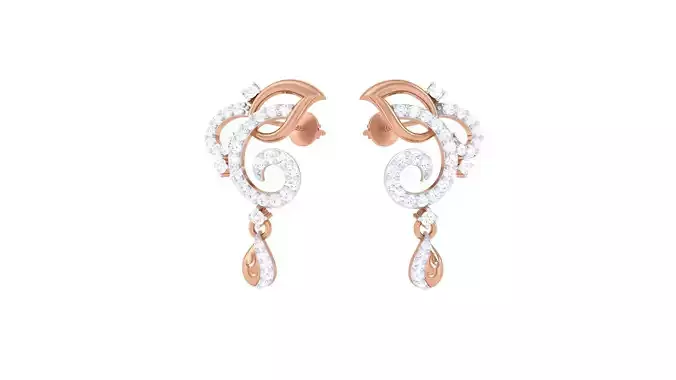 High Jewelry Diamond Earrings 3dm stl renders details