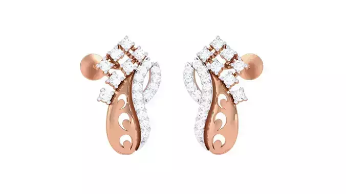 High Jewelry Diamond Earrings 3dm stl renders details