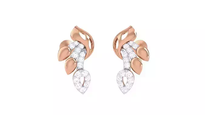Leaves High Jewelry Diamond Earrings 3dm stl renders details