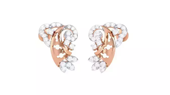 High Jewelry Diamond Earrings 3dm stl renders details