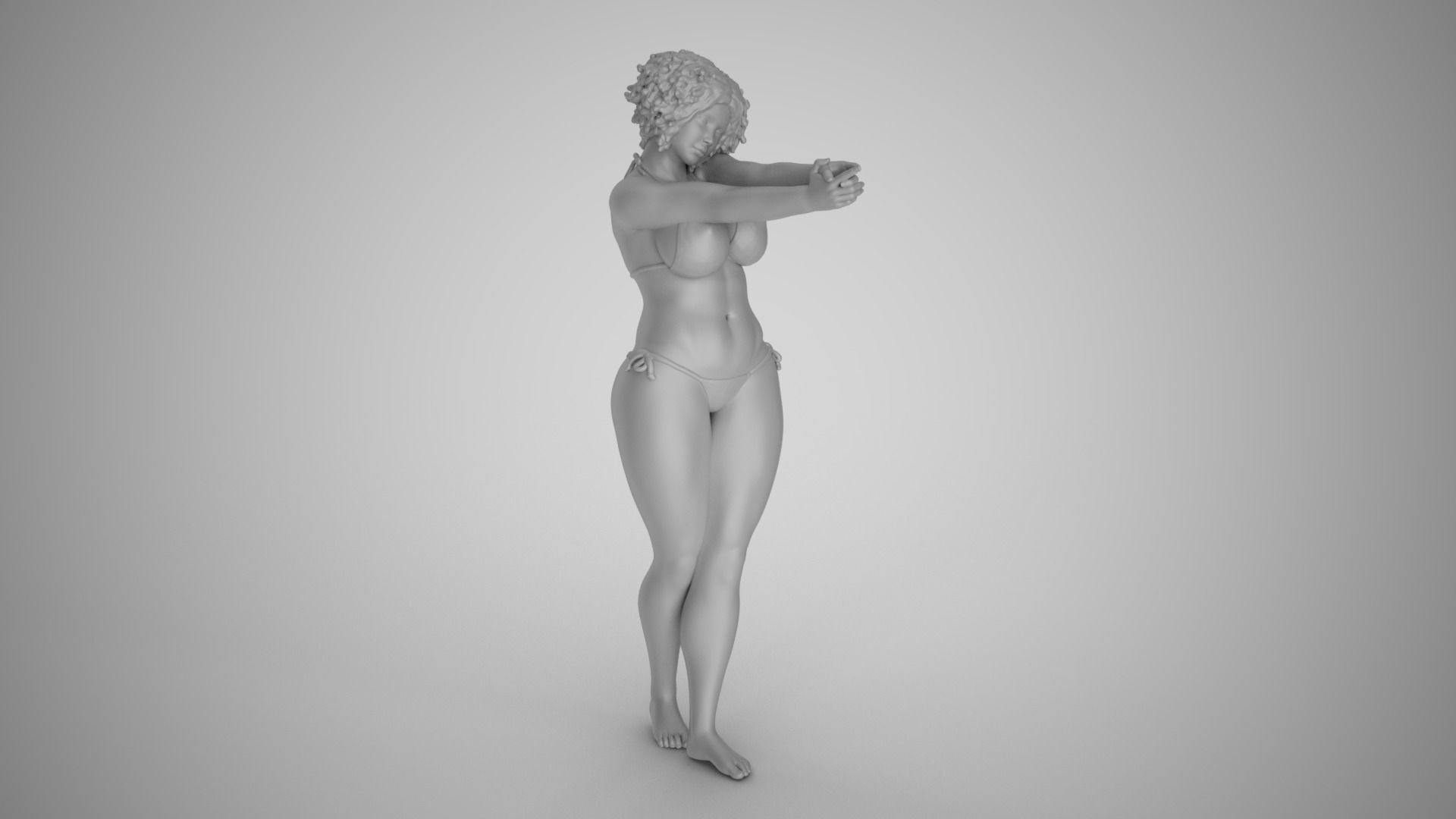 Girl Making her Hand Like a Gun 3D print model_1