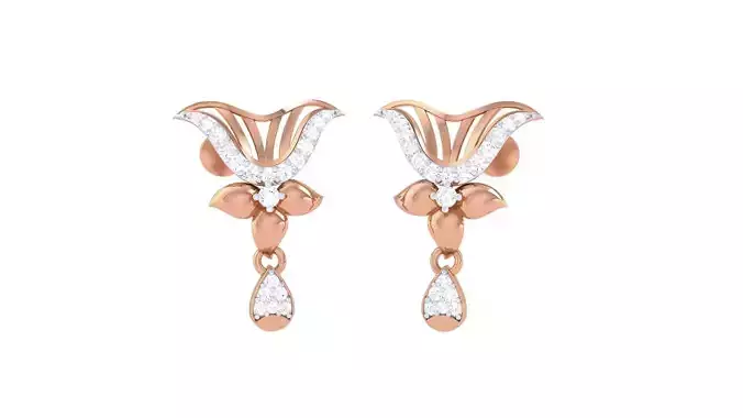 High Jewelry Diamond Earrings 3dm stl renders details