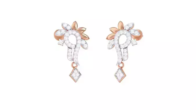 Flower High Jewelry Diamond Earrings 3dm stl renders details