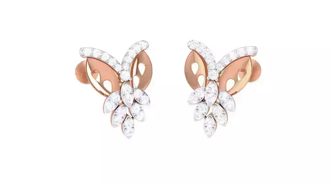 Leaves High Jewelry Diamond Earrings 3dm stl renders details