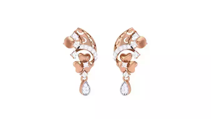 Flower High Jewelry Diamond Earrings 3dm stl renders details