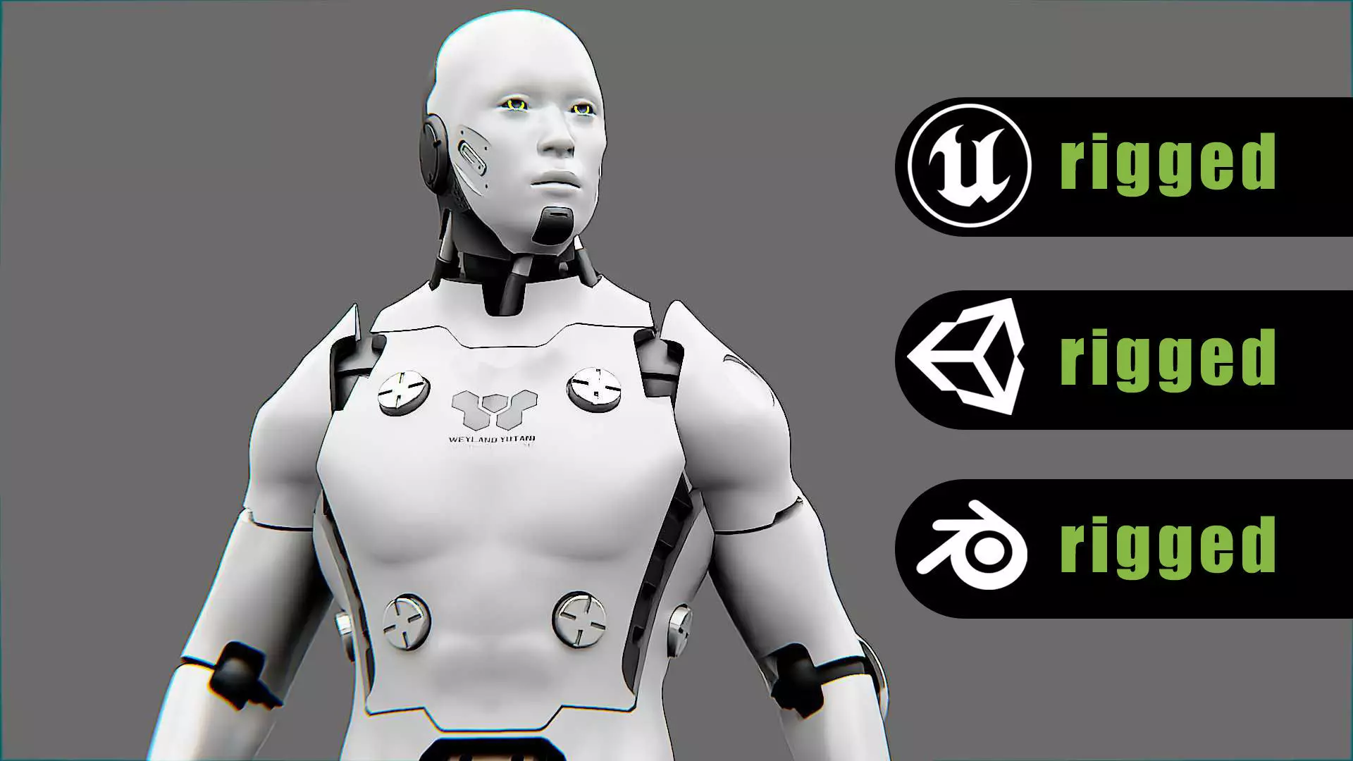 META HUMAN BOT-B Rigged for Unreal Engine - Unity - MIXAMO  3D model_0