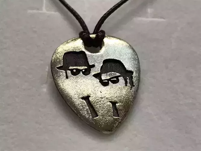 3d printable guitar pick with The Blues Brothers engraved logo 3D print model
