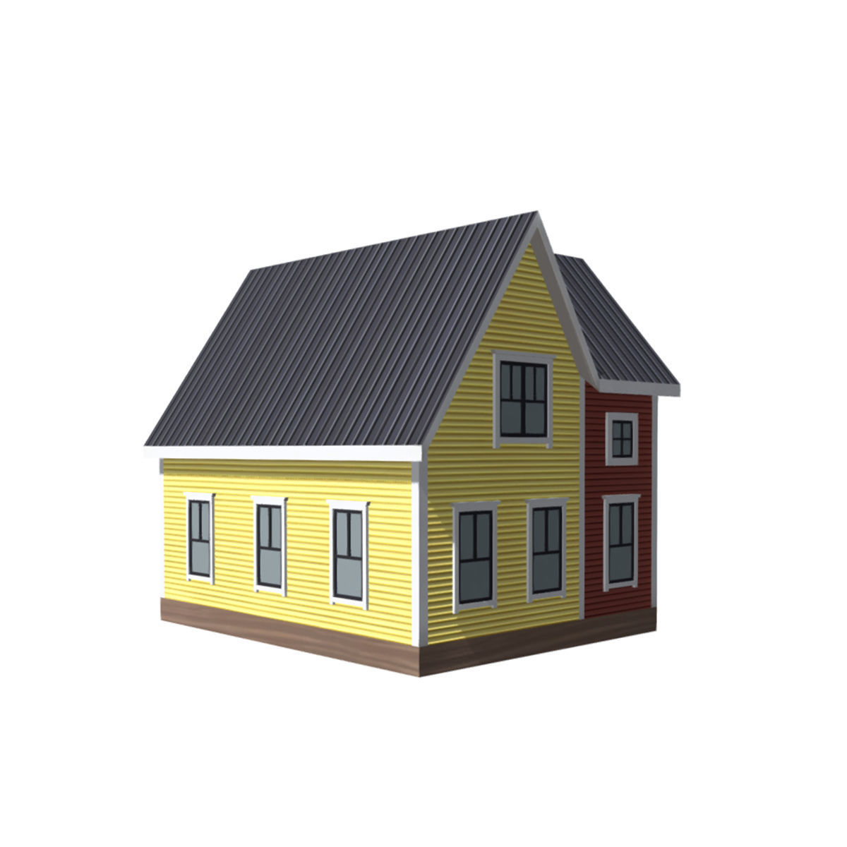 American Style Cottage - Town House Model Low-poly 3D model_3