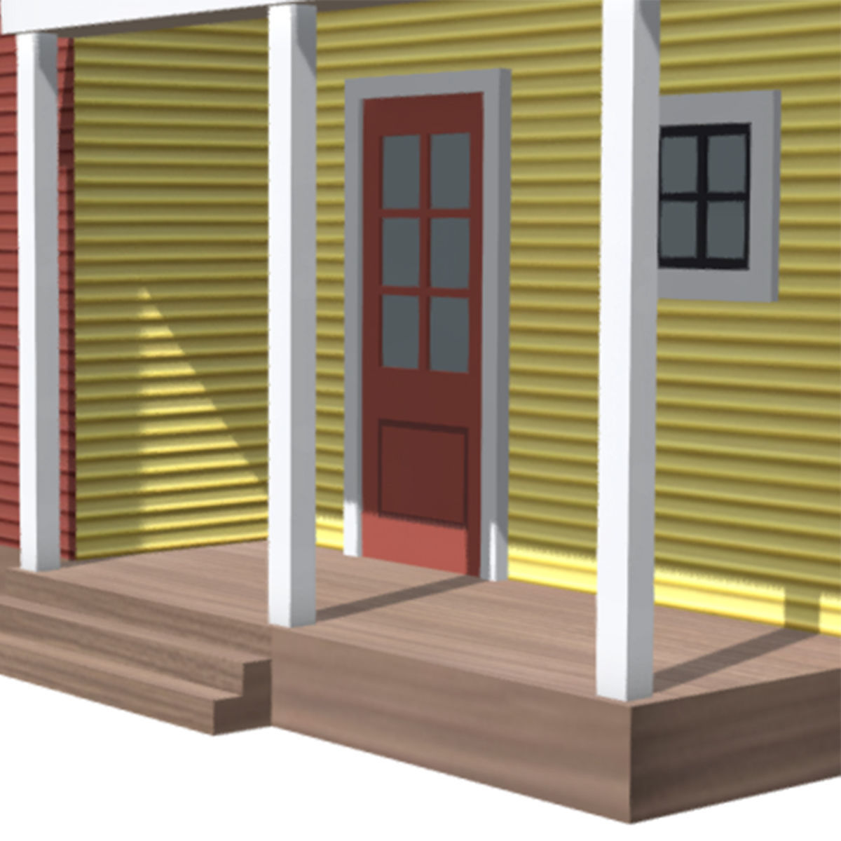American Style Cottage - Town House Model Low-poly 3D model_4