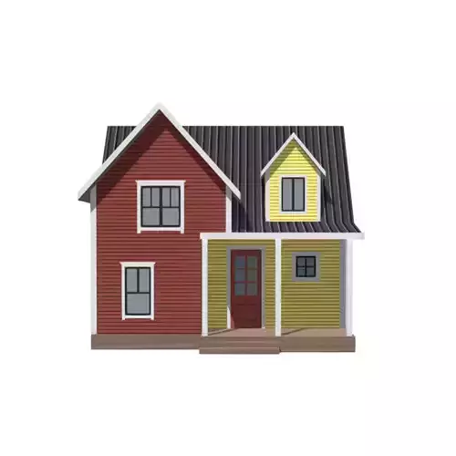 American Style Cottage - Town House Model Low-poly 3D model American Style Cottage - Town House Model Low-poly 3D model