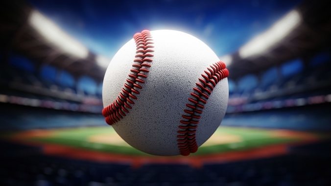 Procedural Baseball with Red Stitching - Premium Sports Model 3D model