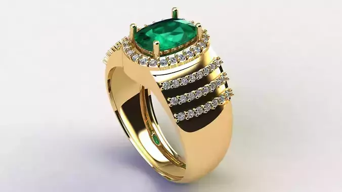 Gents Diamond Ring 3dm render 3D print model