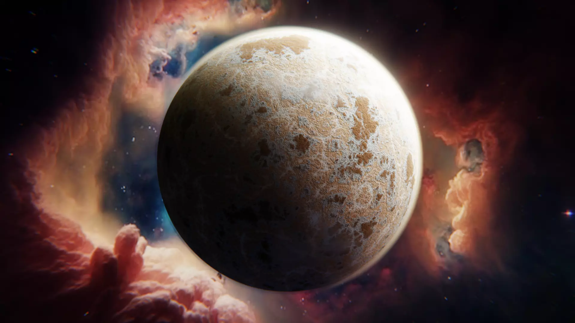 Procedural Desert Planet - Realistic Space Scene 3D Model 3D model_0