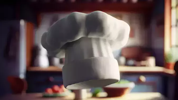 Stylized Chef Hat - Cartoon Kitchen Prop 3D Model
