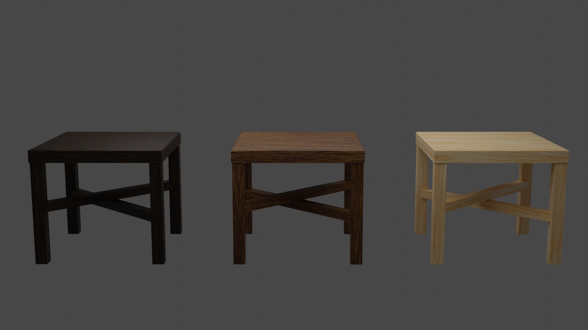 Wooden End Tables Low-poly 3D model_1