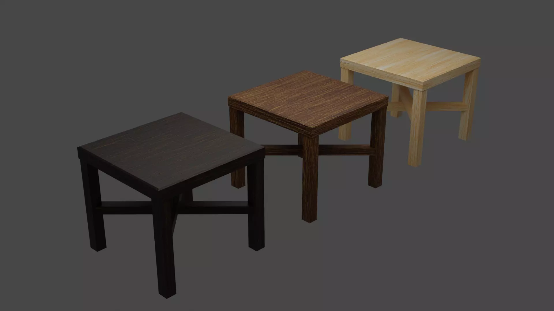 Wooden End Tables Low-poly 3D model_0