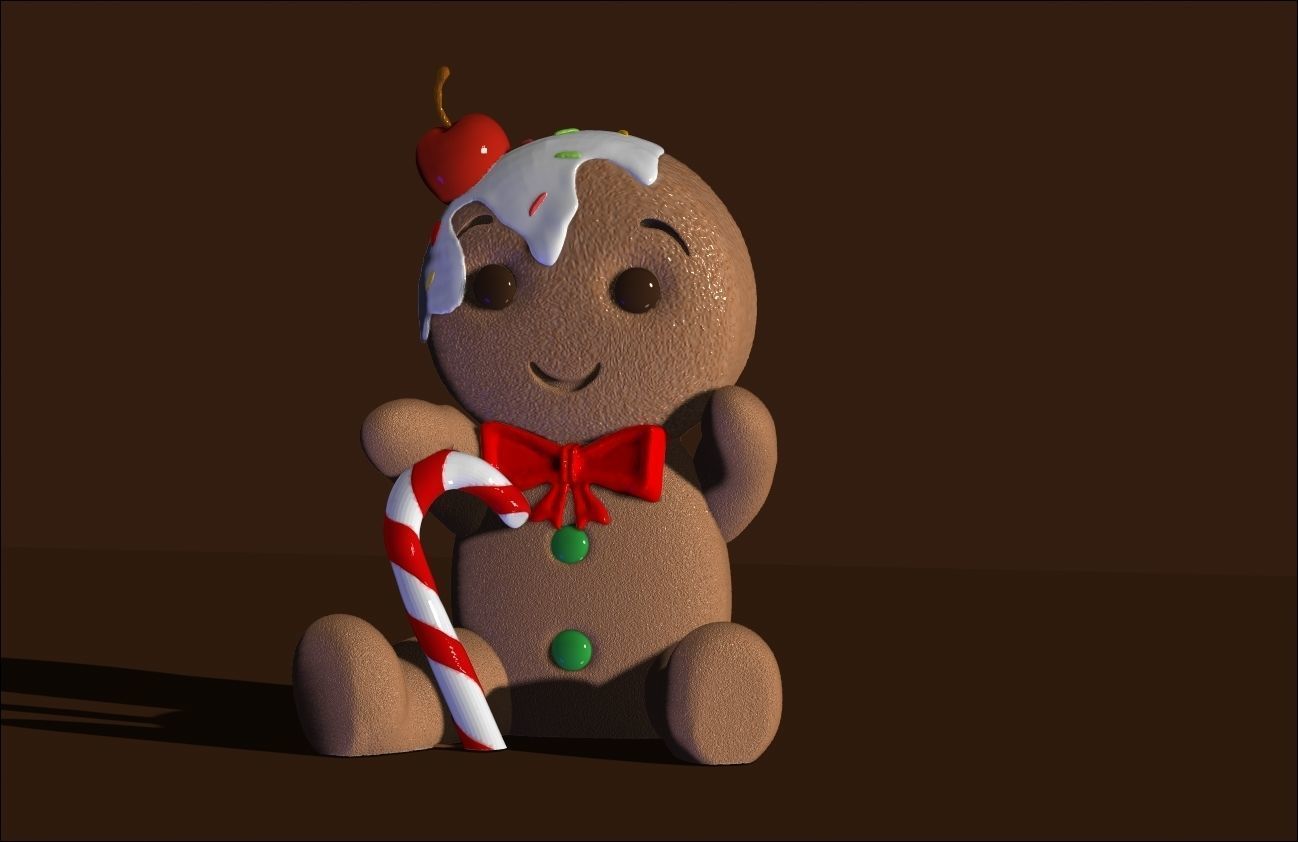 GINGERBREAD BOY WITH CHERRY EASY TO PRINT 3D print model_5
