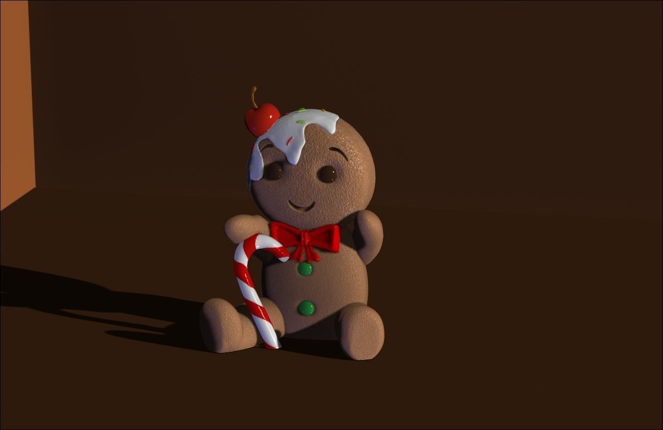 GINGERBREAD BOY WITH CHERRY EASY TO PRINT 3D print model_1