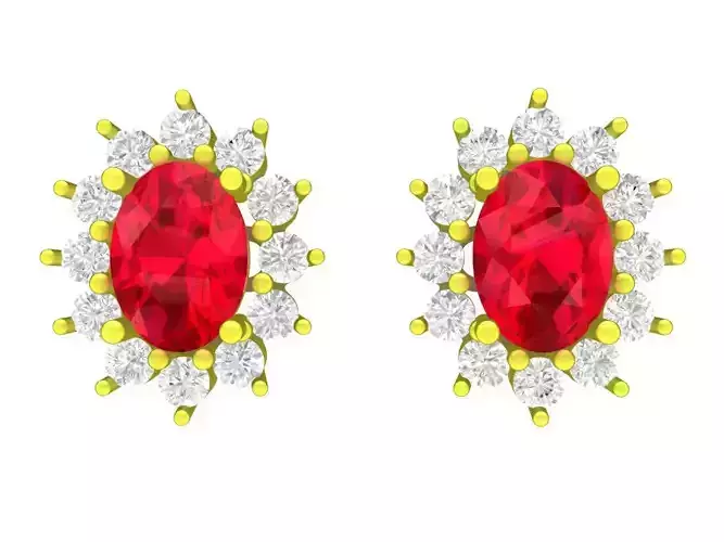 A7567 Oval Diamond Stud Earrings 3D Model