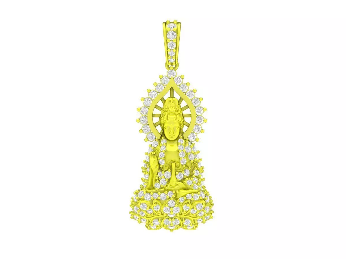 A7569 Luxury Fengshui Lucky Diamond Buddha Pendant 3D Model 3D print model