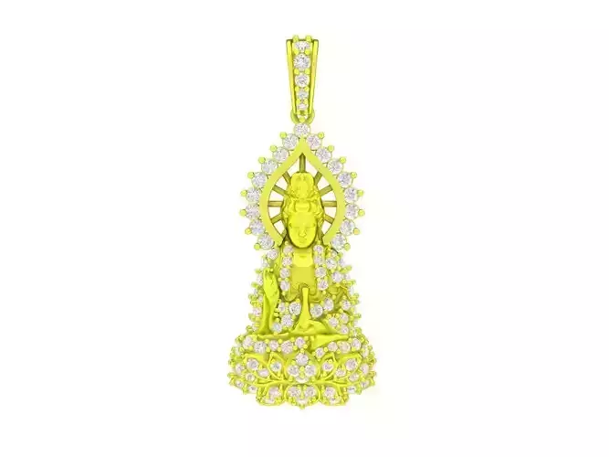 A7569 Luxury Fengshui Lucky Diamond Buddha Pendant 3D Model