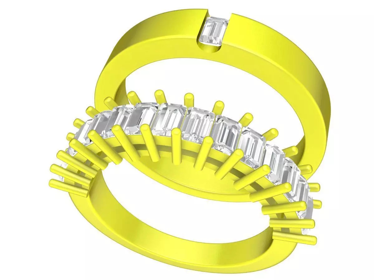 A7575 Korean Style Diamond Wedding Ring 3D Model 3D print model_0