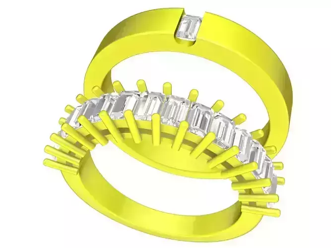 A7575 Korean Style Diamond Wedding Ring 3D Model