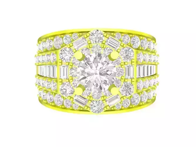 A7576 Luxury Korean Style Diamond Men Ring 3D Model