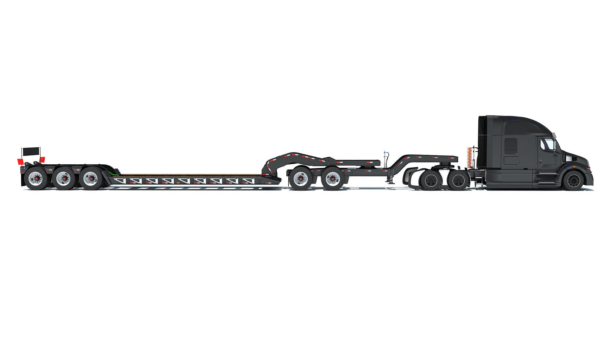 Heavy Truck with Lowboy Trailer 3D model_5