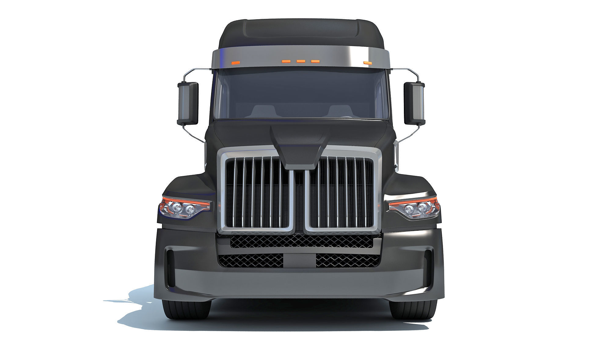 Heavy Truck with Lowboy Trailer 3D model_10