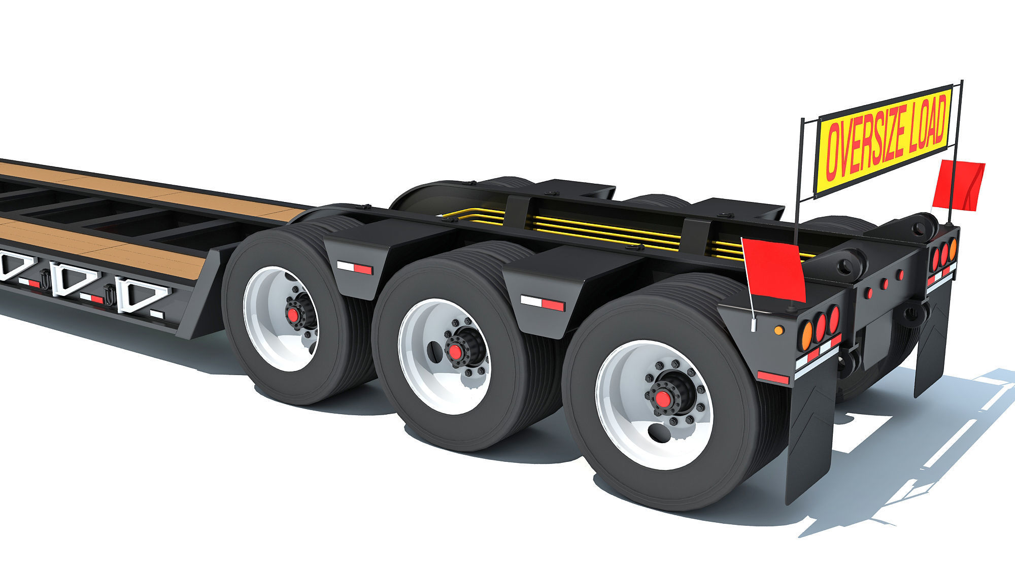 Heavy Truck with Lowboy Trailer 3D model_15