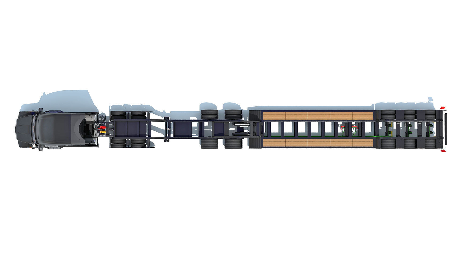 Heavy Truck with Lowboy Trailer 3D model_11