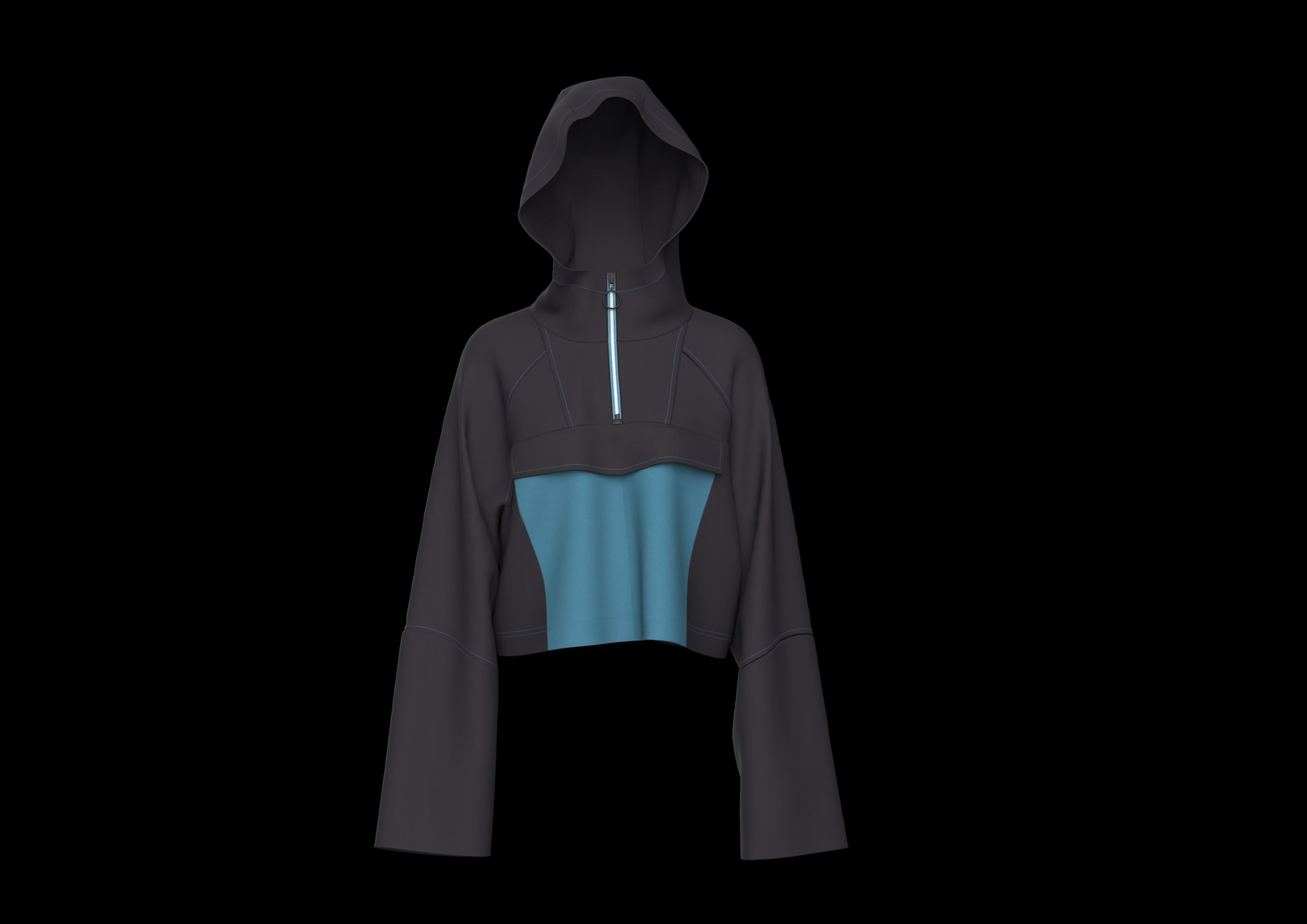 Color Block Zip-up Hoodie free VR / AR / low-poly 3D model | CGTrader