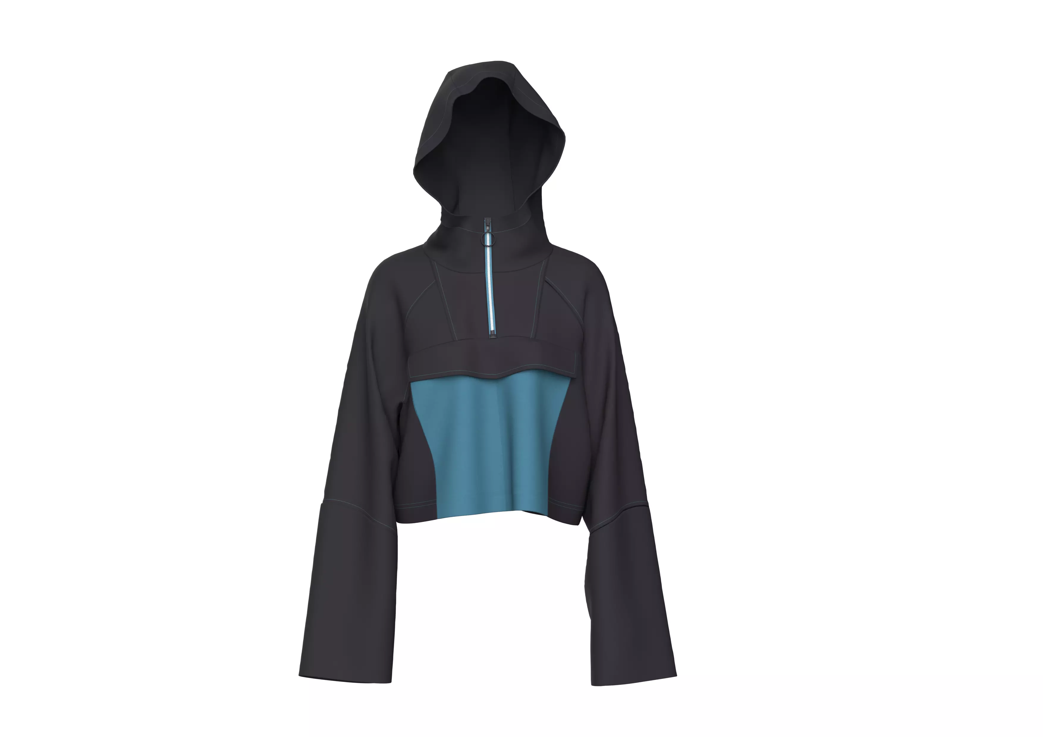 Color Block Zip-up Hoodie Free low-poly 3D model